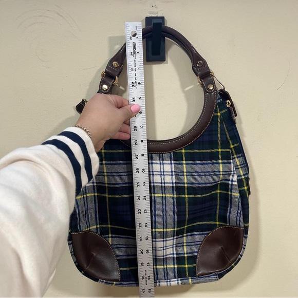 RARE J. McLaughlin Tartan Handbag Vintage Wool /Leather plaid Handbag - Picture 3 of 15